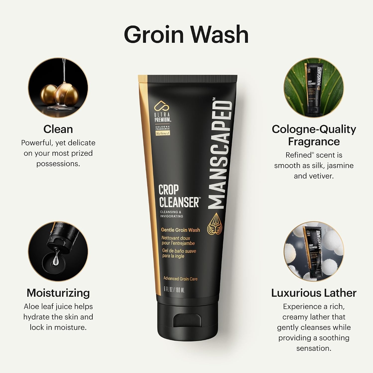 image:imageMANSCAPED Crop Cleanser Groin Wash Mens UltraPremium Invigorating Formula for BelowTheWaist Cleaning Refreshing Shower Gel For Men Infused with Vitamin E and Aloe Vegan body wash 6 oz6 Ounce Pack of 1