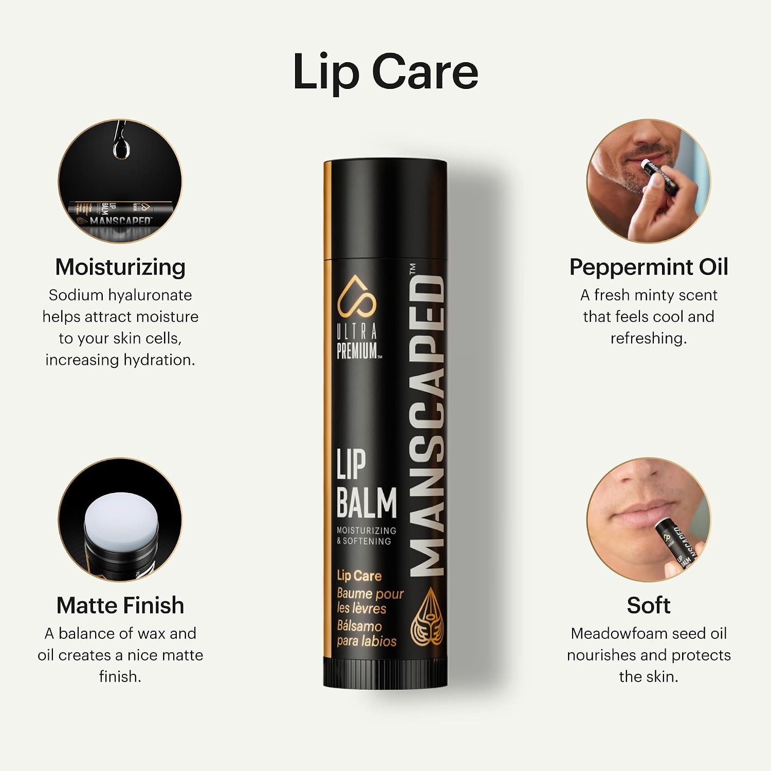 image:imageMANSCAPED Moisturizing and Soothing Lip Balm Infused with Vitamin E Peppermint Oil and Eucalyptus Oil for Chapped Lips Matte Finish 3 Sticks015 Ounce Pack of 3