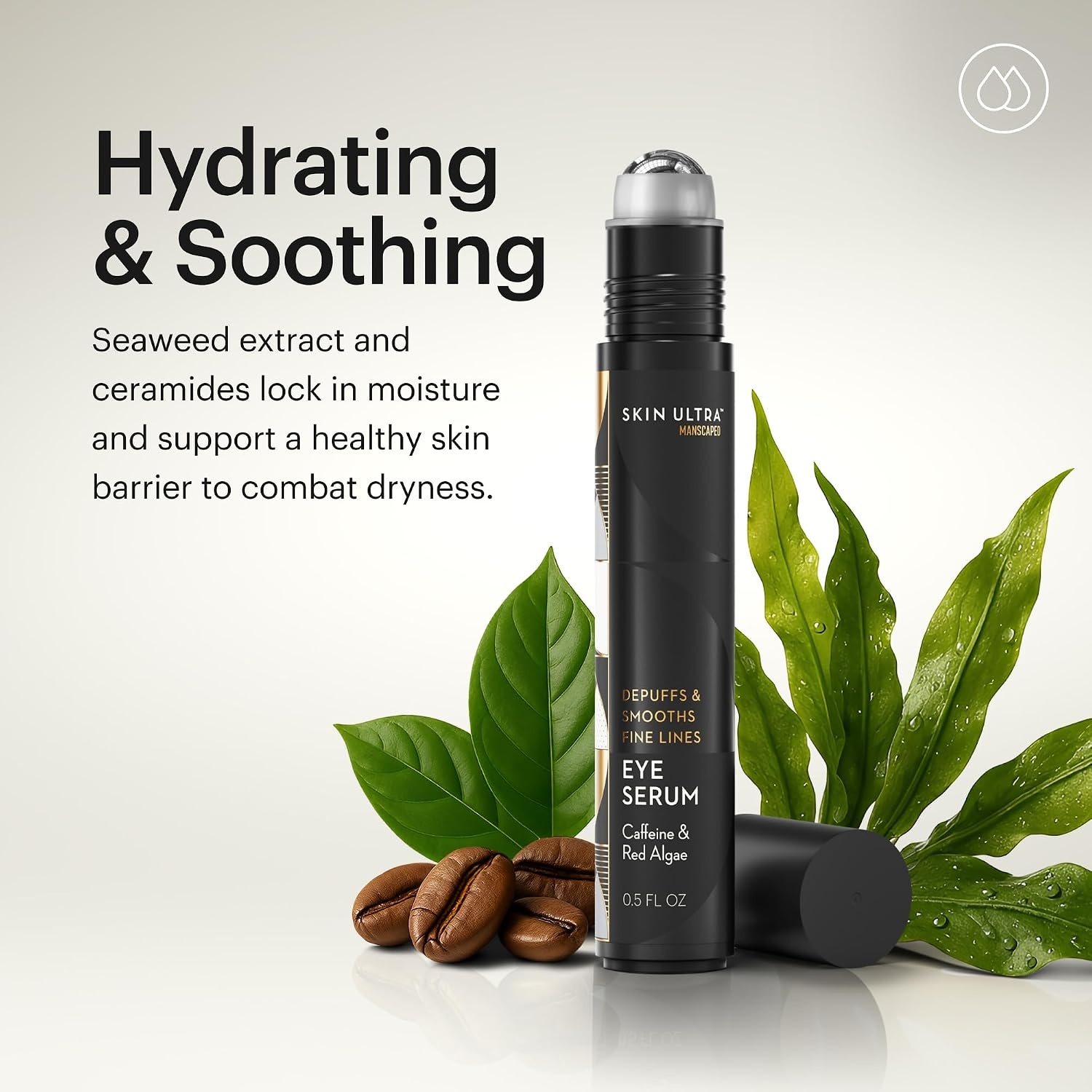 image:imageMANSCAPED Skin Ultra Eye Serum FastActing Formula with Caffeine Red Algae ampamp Ceramides to help Depuff ampamp Hydrate Skin Cooling Rollerball Applicator FragranceFree 05 fl oz