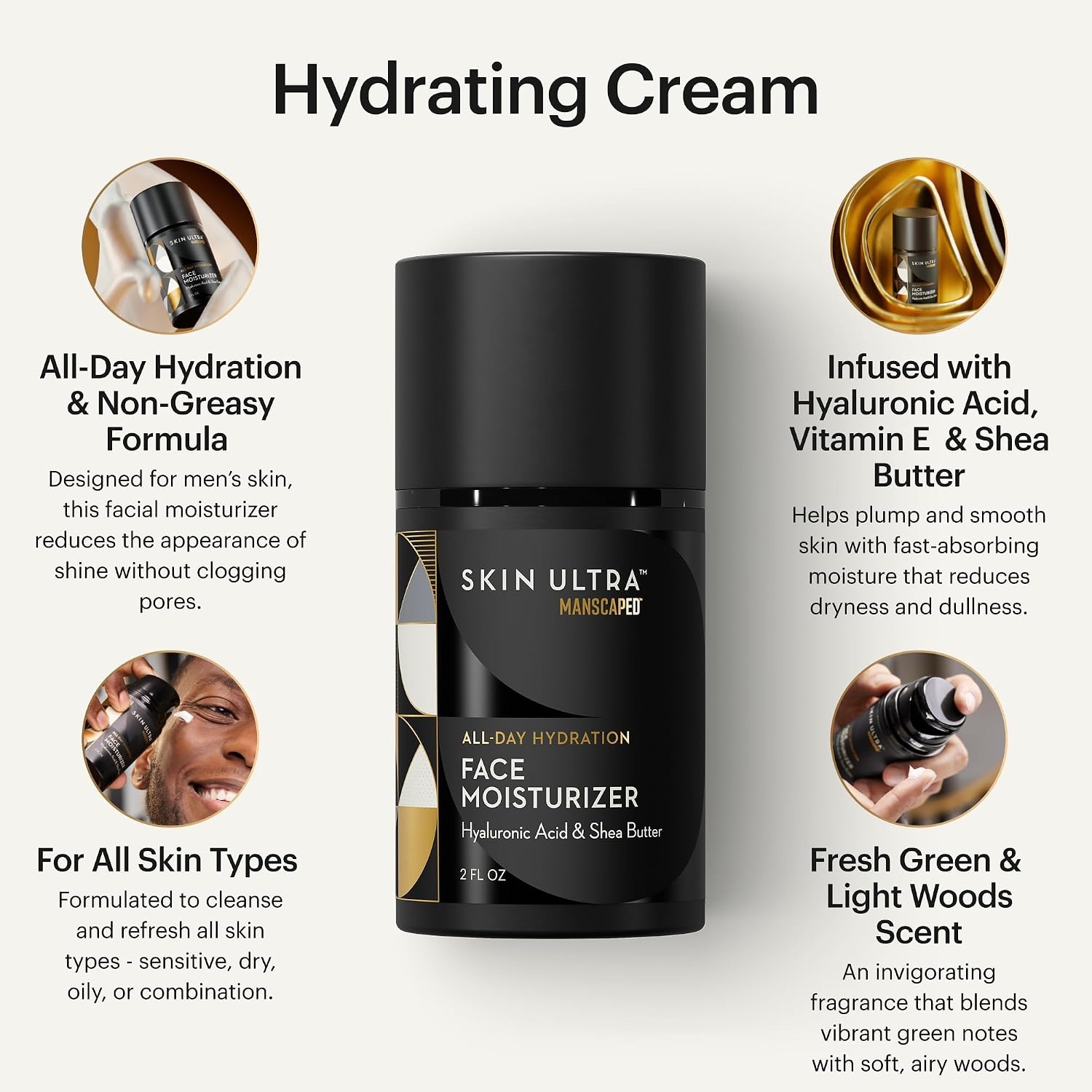image:imageMANSCAPED Skin Ultra Face Moisturizer Mens Daily Hydrating Skincare Lotion Infused with Hyaluronic Acid Vitamin E ampamp Shea Butter NonGreasy Fast Absorbing 2 fl oz2 Fl Oz Pack of 1