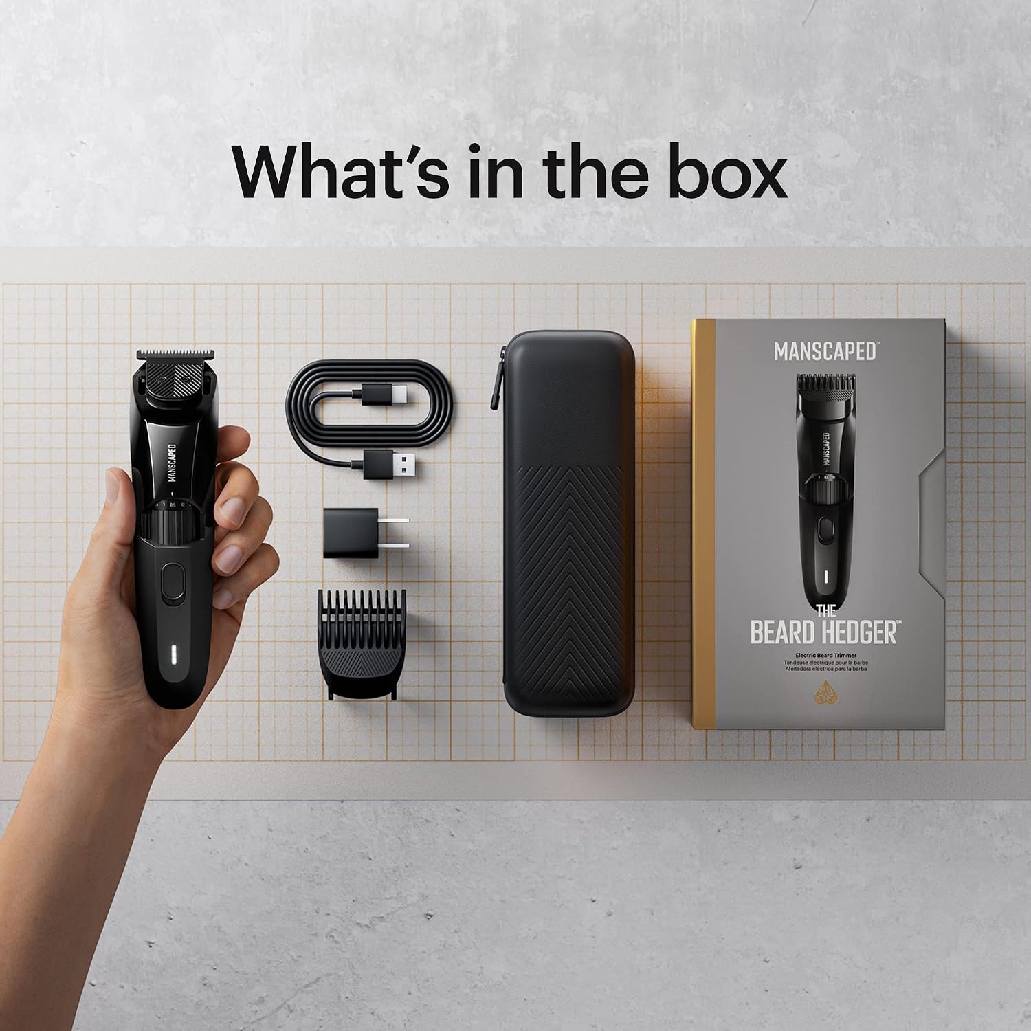 image:imageMANSCAPED The Beard Hedger Premium Mens Beard Trimmer 20 Length Adjustable Blade Wheel Stainless Steel TBlade for Precision Facial Hair Trimming Cordless Waterproof WetDry Clipper