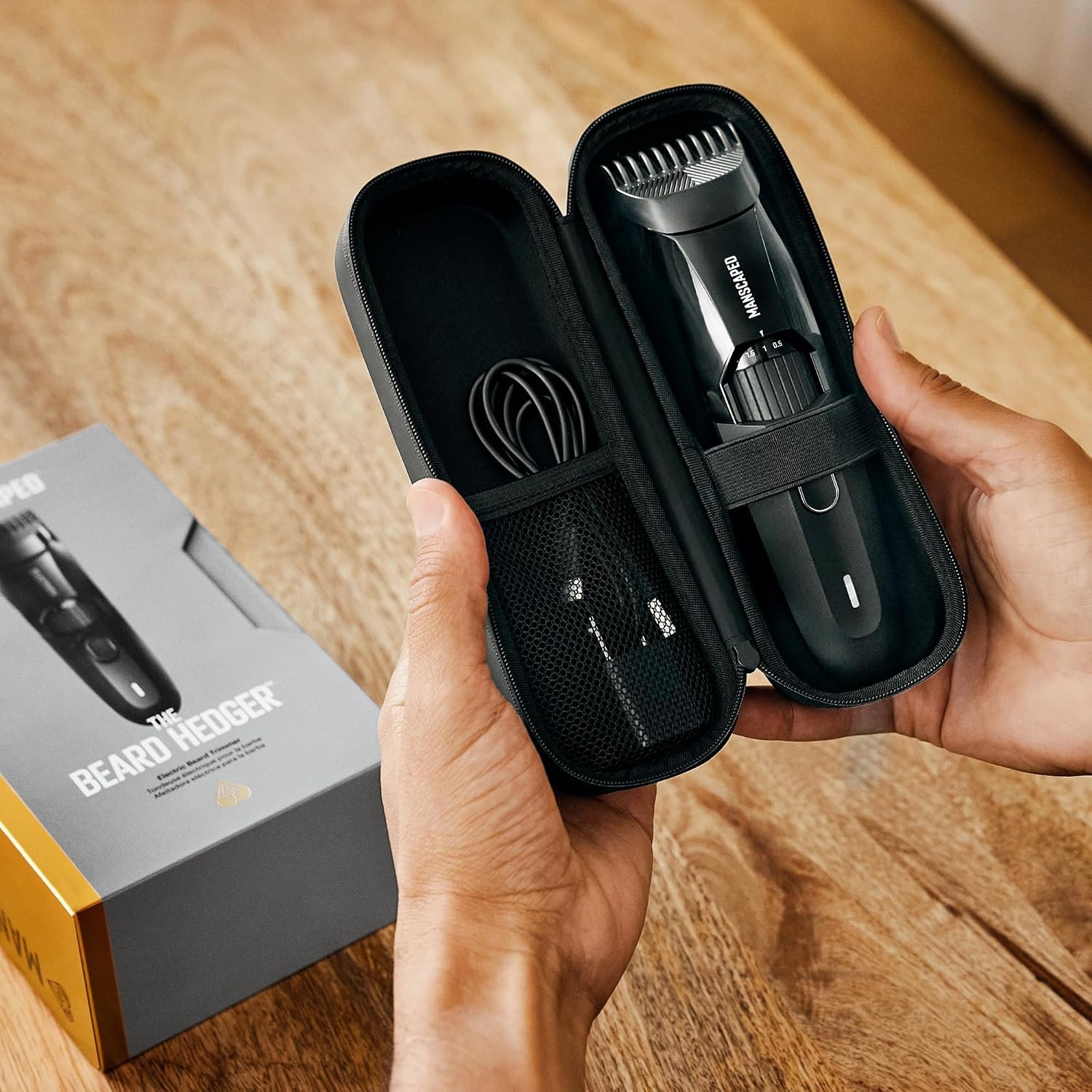 image:imageMANSCAPED The Beard Hedger Premium Mens Beard Trimmer 20 Length Adjustable Blade Wheel Stainless Steel TBlade for Precision Facial Hair Trimming Cordless Waterproof WetDry Clipper