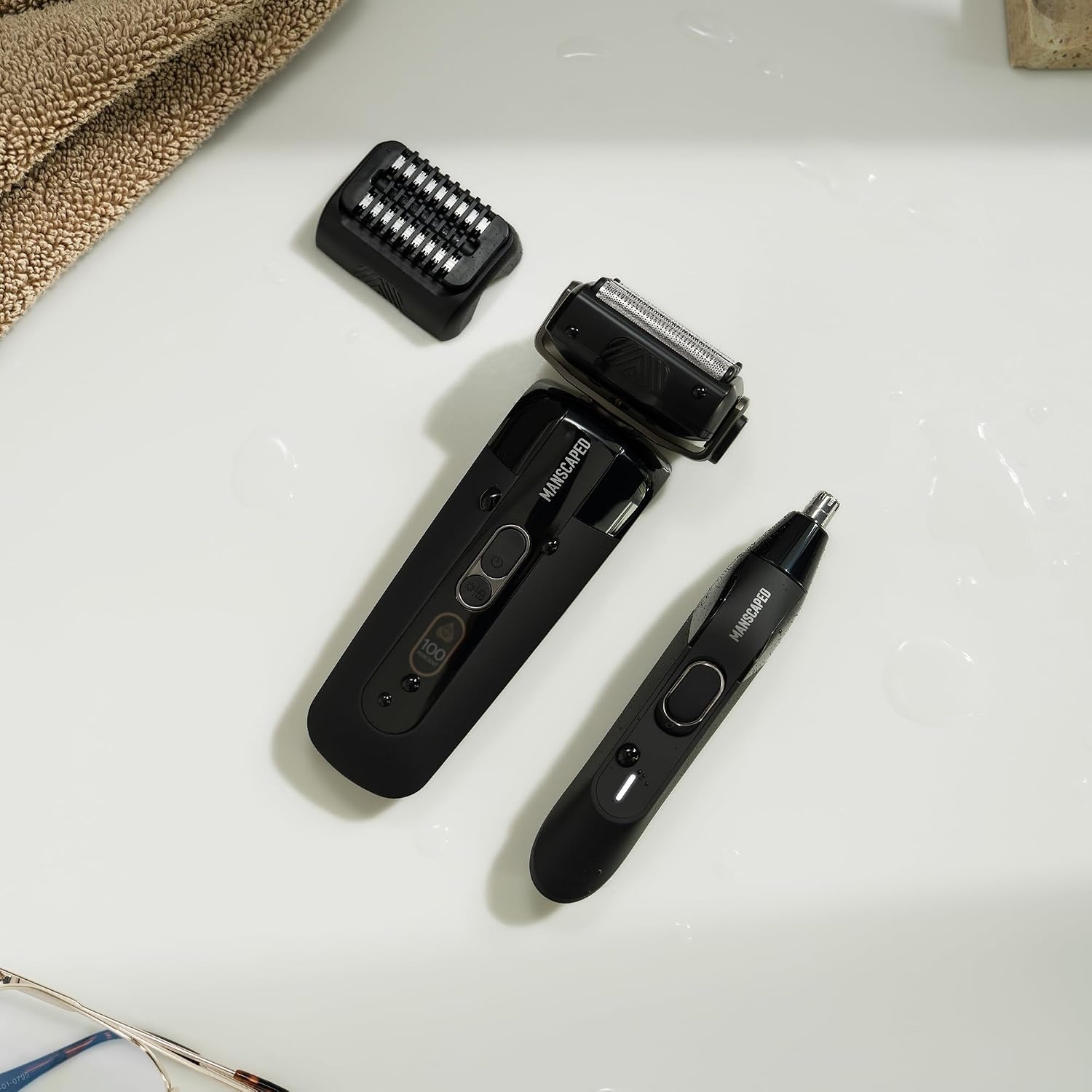 image:imageMANSCAPED The Chairman PRO ampamp Weed Whacker 20 Mens Electric Foil Face Shaver with Two Interchangeable SkinSafe Blade Heads FourBlade Foil ampamp Stubble Trimmer Nose ampamp Ear Hair Trimmer
