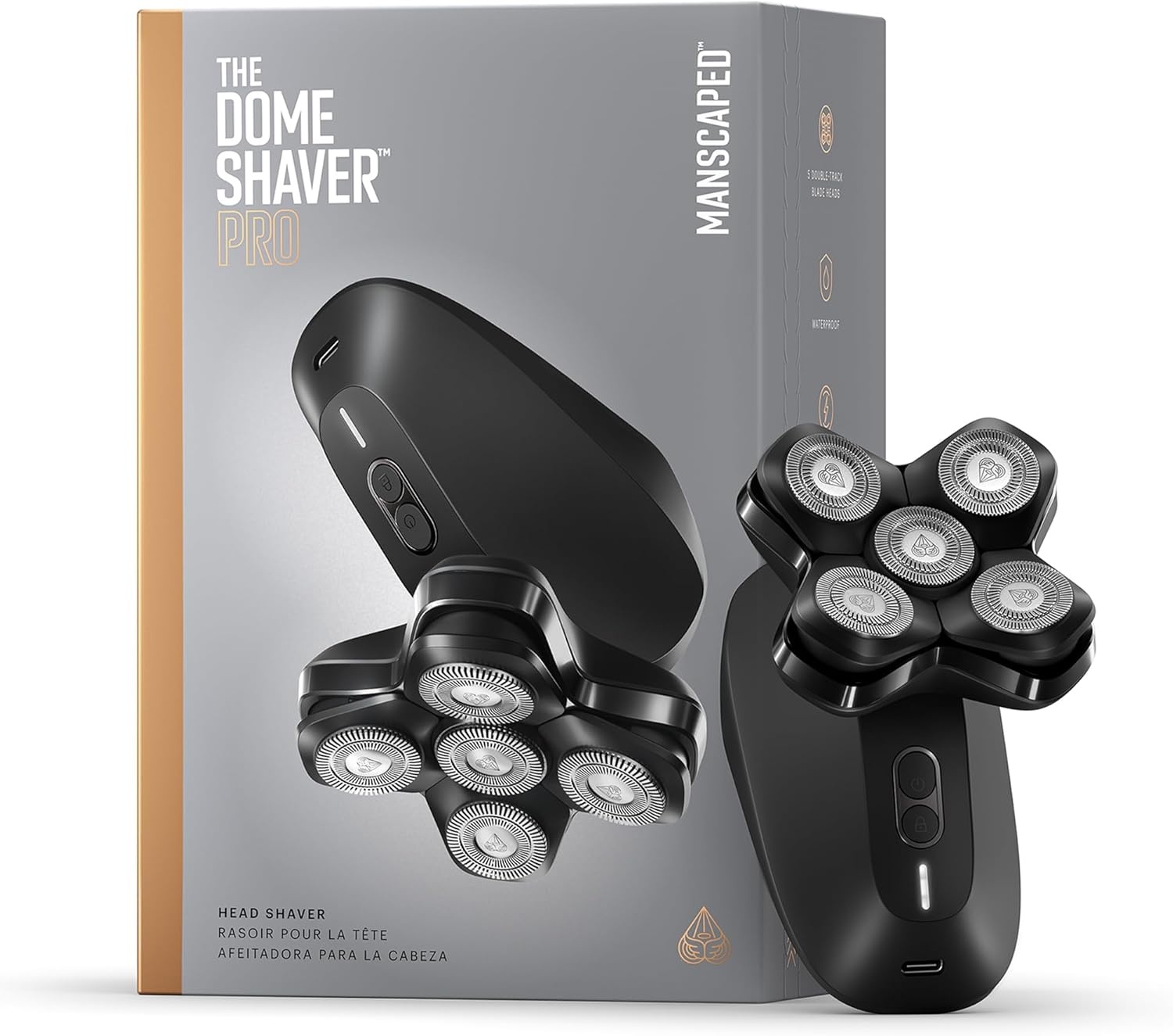 image:imageMANSCAPED The Dome Shaver PRO Head Shaver for Bald Men Five Rotary Blade Design with SkinSafe ampamp FlexAdjust Technology Waterproof USBC ampamp Wireless Charging Compatible with Travel LockThe Dome Shaver PRO