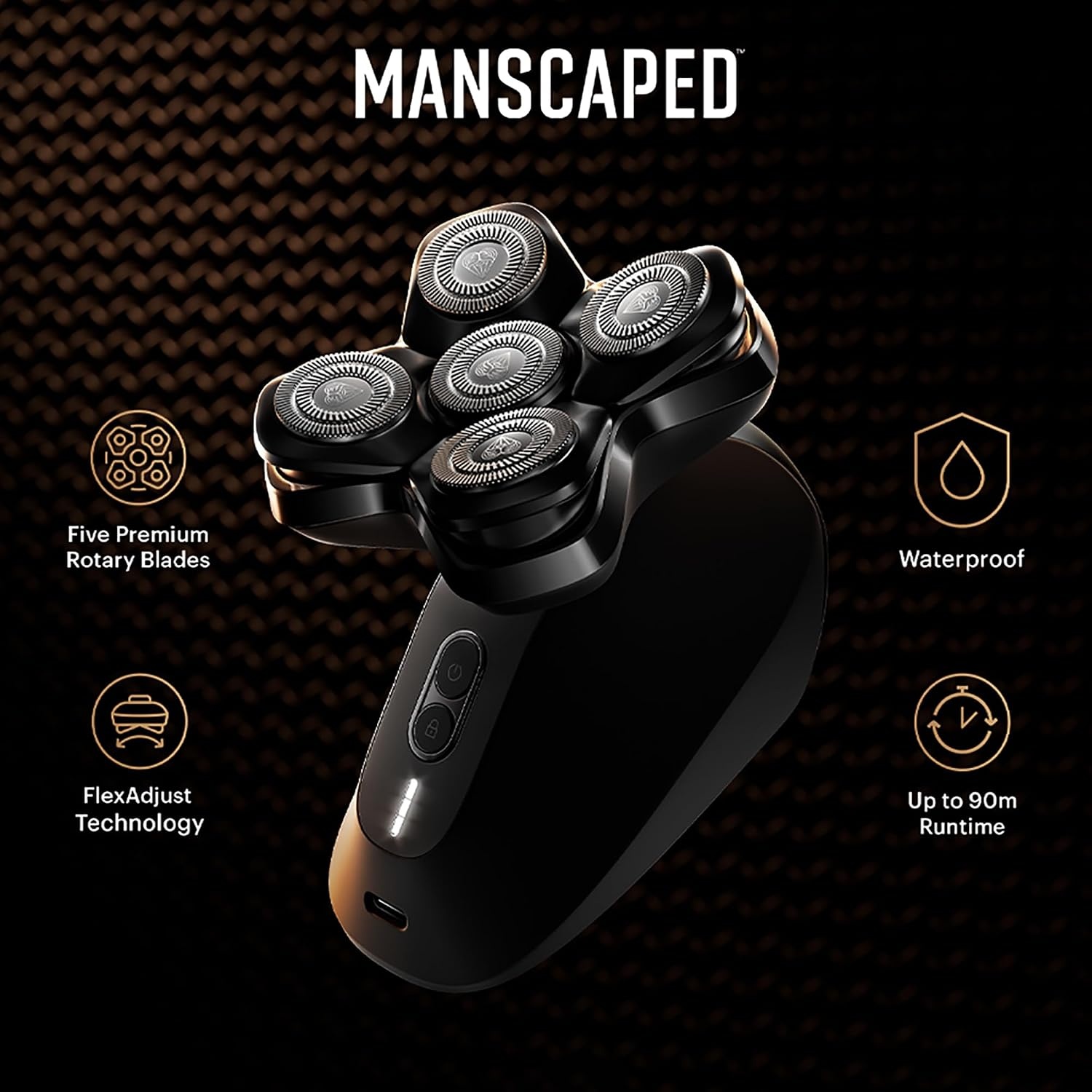 image:imageMANSCAPED The Dome Shaver PRO Head Shaver for Bald Men Five Rotary Blade Design with SkinSafe ampamp FlexAdjust Technology Waterproof USBC ampamp Wireless Charging Compatible with Travel LockThe Dome PRO Package