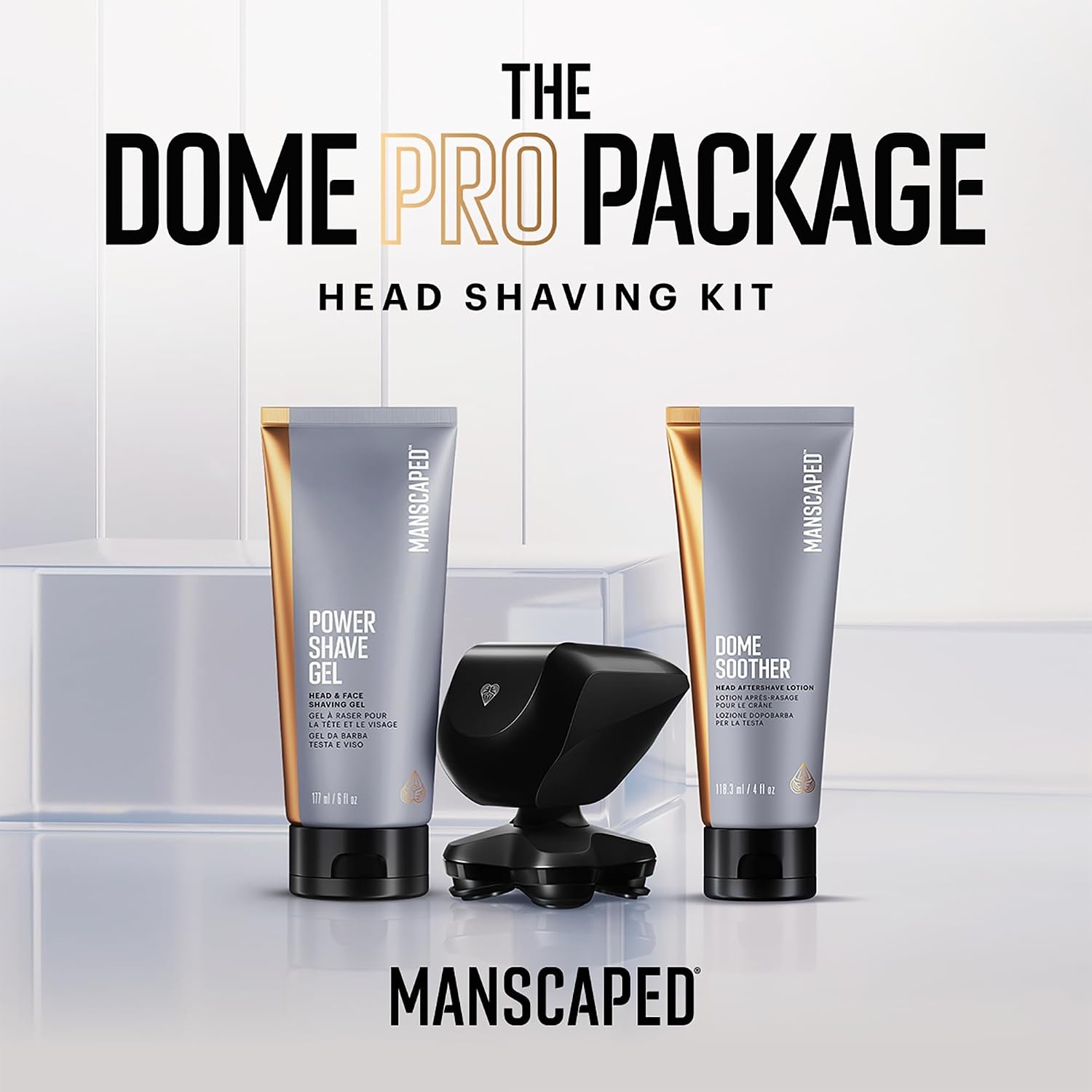 image:imageMANSCAPED The Dome Shaver PRO Head Shaver for Bald Men Five Rotary Blade Design with SkinSafe ampamp FlexAdjust Technology Waterproof USBC ampamp Wireless Charging Compatible with Travel LockThe Dome PRO Package