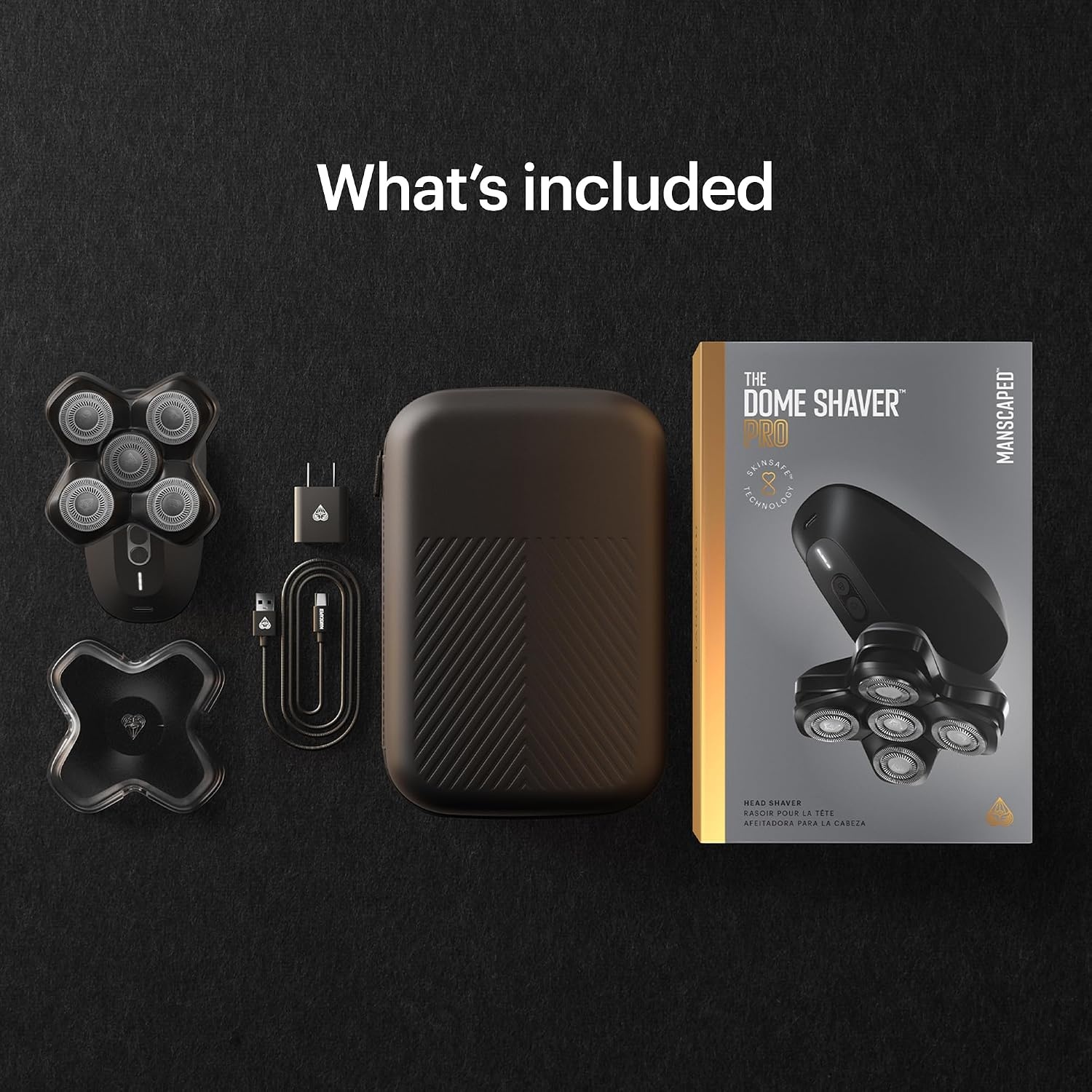 image:imageMANSCAPED The Dome Shaver PRO Head Shaver for Bald Men Five Rotary Blade Design with SkinSafe ampamp FlexAdjust Technology Waterproof USBC ampamp Wireless Charging Compatible with Travel LockThe Dome Shaver PRO