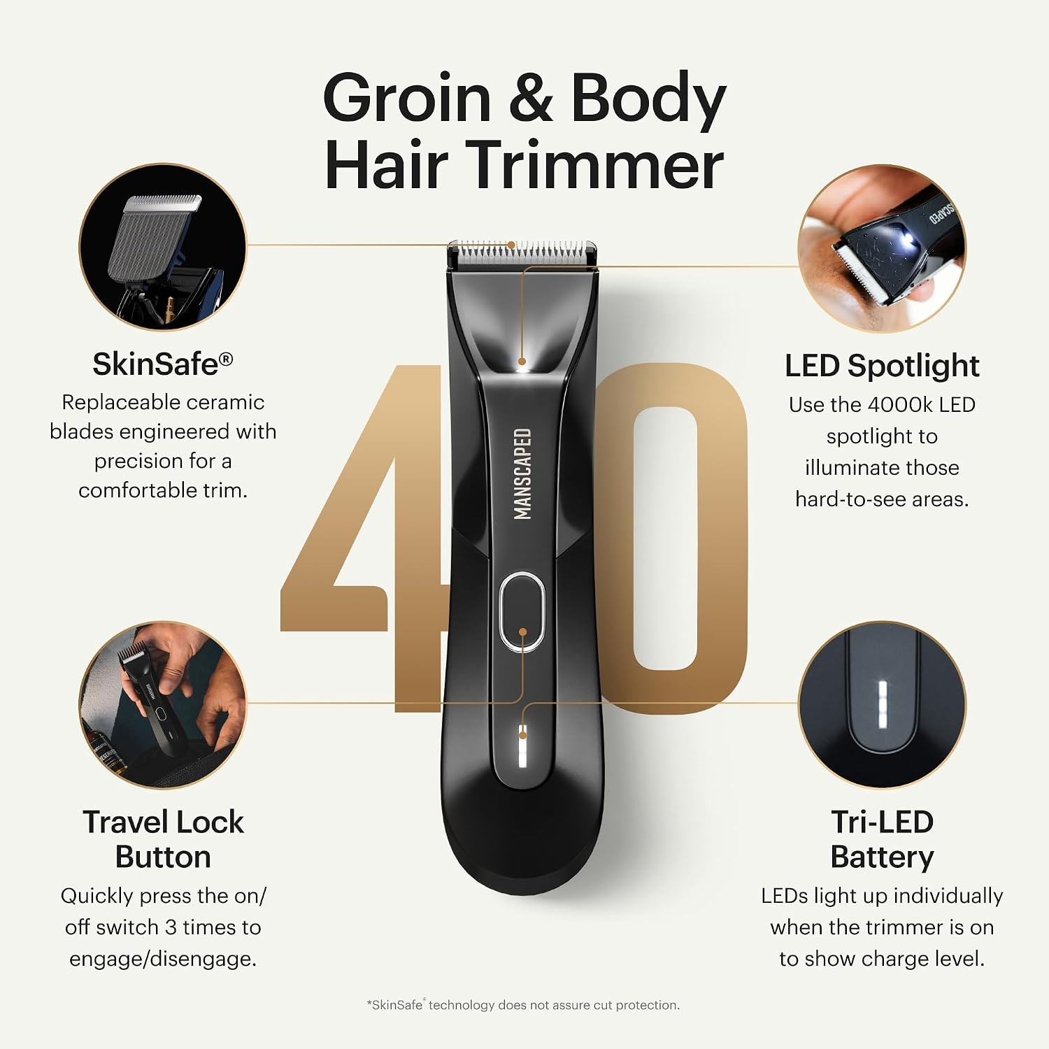 image:imageMANSCAPED The Lawn Mower 40 Electric Groin Hair Trimmer Replaceable SkinSafe Ceramic Blade Heads Waterproof WetDry Clippers Rechargeable Wireless Charging Male Hygiene Grooming RazorThe Lawn Mower 40