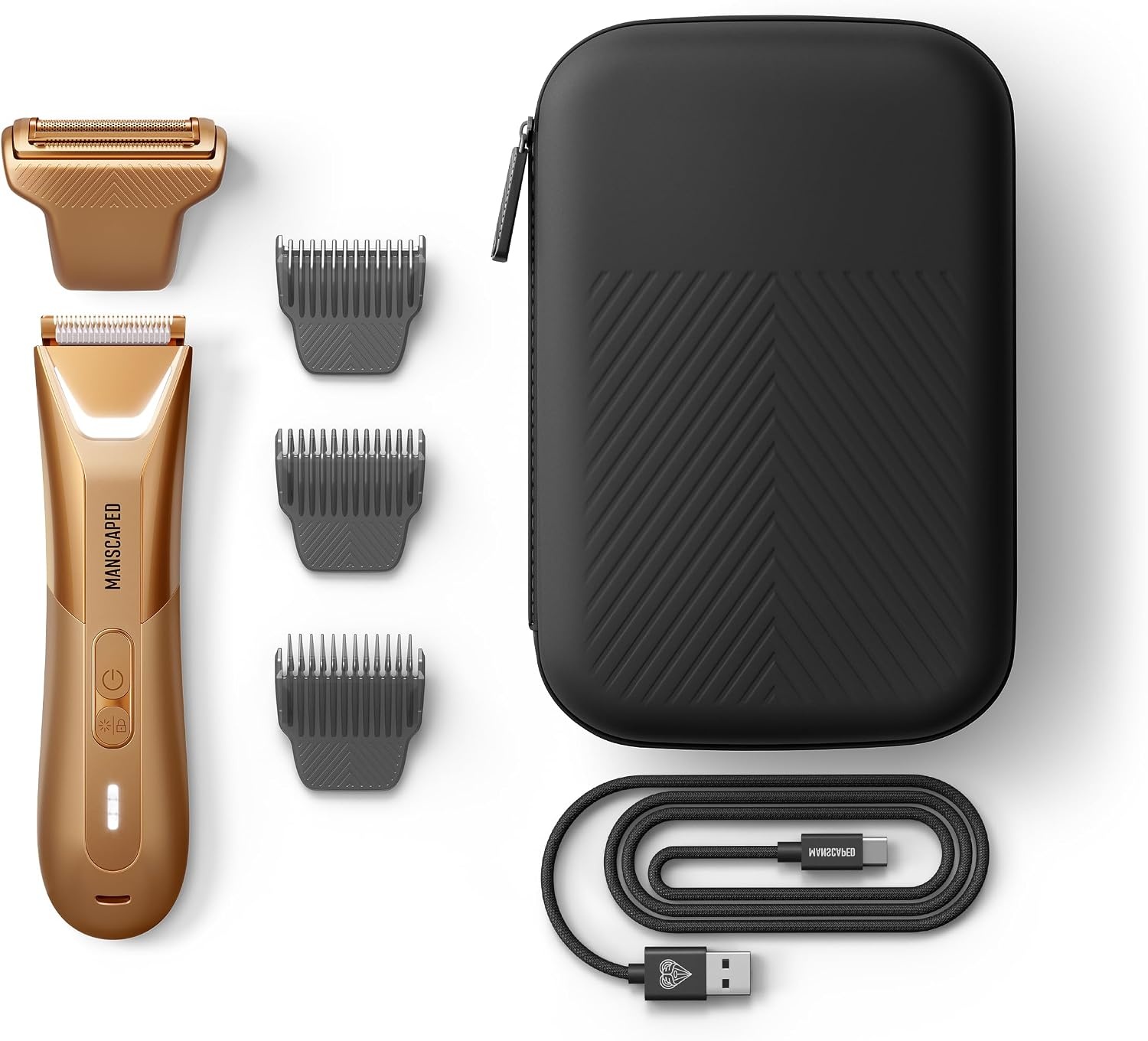 image:imageMANSCAPED The Lawn Mower 50 Ultra Groin ampamp Body Hair Trimmer DualHead SkinSafe Trimmer ampamp Foil Blades Waterproof WetDry Groomer USBC Rechargeable with Travel Case Mens Ball Shaver BlackForged Gold