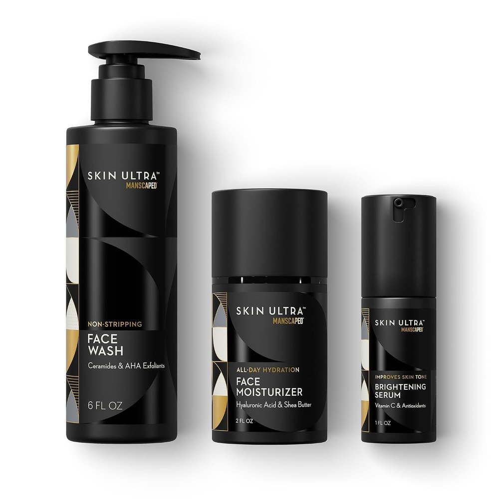 image:imageMANSCAPED Skin Ultra Daily Regimen Mens Skincare Routine Essentials with Face Wash Face Moisturizer ampamp Brightening Serum Formulated with A Ceramide Complex for Cleansing Exfoliating ampamp Hydration