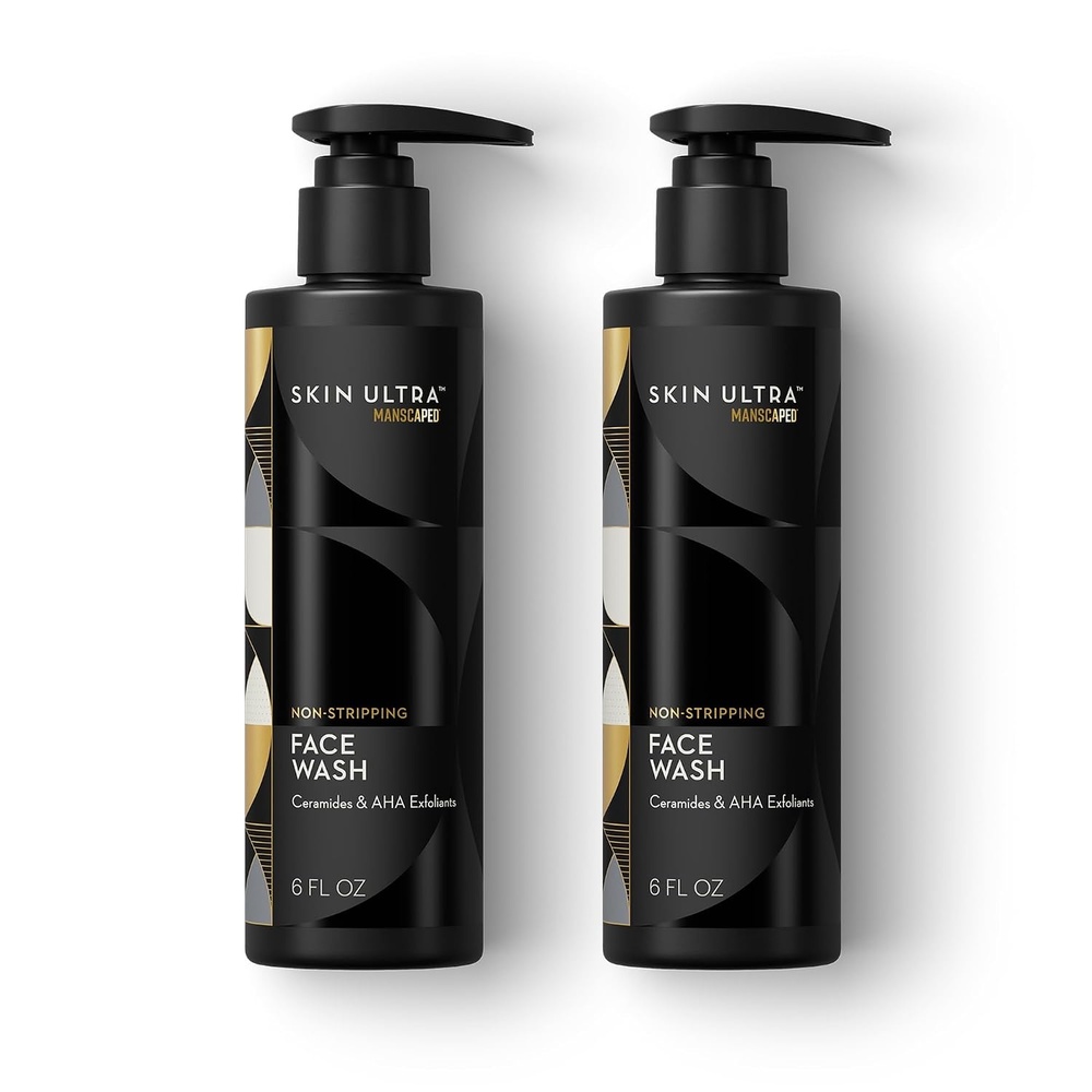 image:imageMANSCAPED Skin Ultra Face Wash Mens Exfoliating Facial Cleanser Enriched with Ceramides for Hydrated Soft Smooth ampamp Brighter Skin AHA Complex for Exfoliation NonIrritating Formula 6 fl oz6 Fl Oz Pack of 2