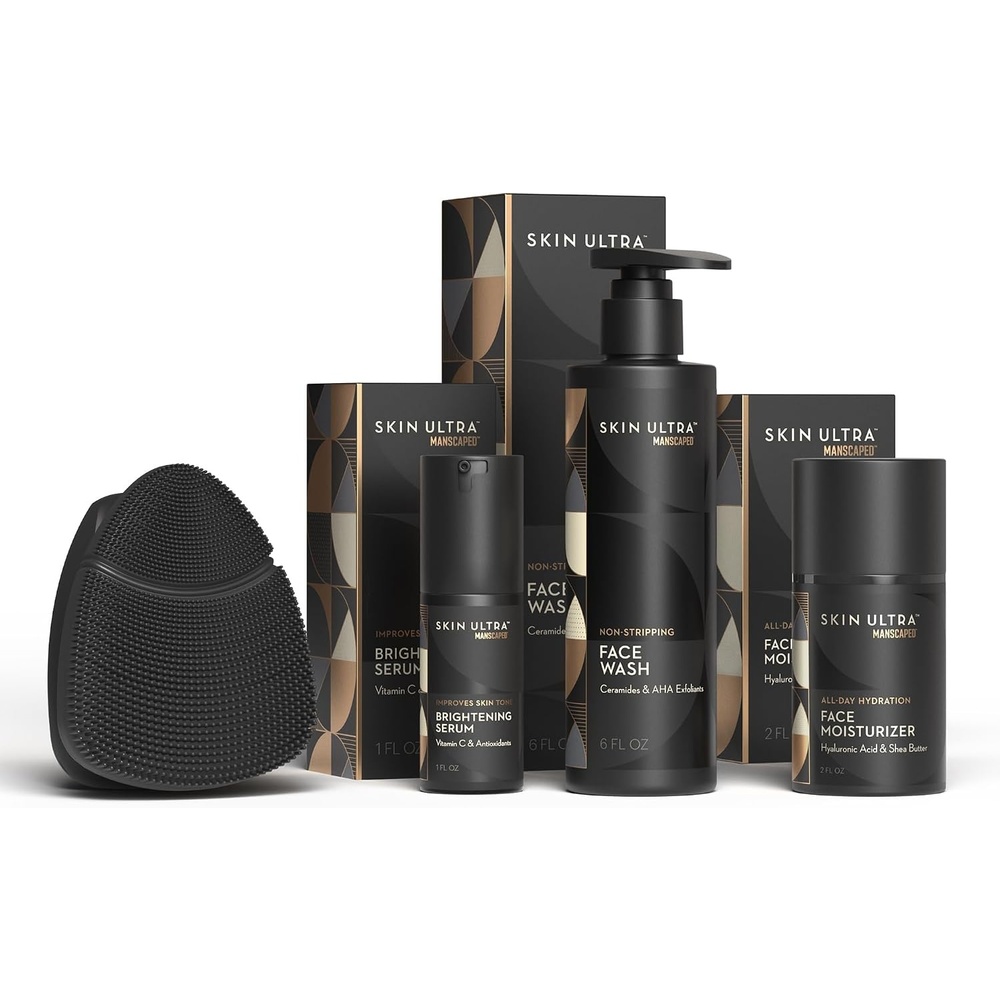 image:imageMANSCAPED The Face Buffer PRO Skin Ultra Face Wash Face Moisturizer ampamp Brightening Serum Bundle  Mens Daily Skincare Routine for Cleansing Exfoliating Hydration ampamp Radiance