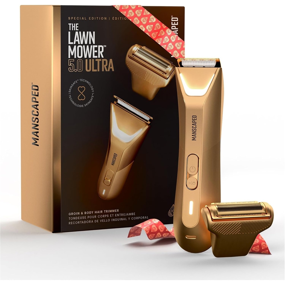 image:imageMANSCAPED The Lawn Mower 50 Ultra Groin ampamp Body Hair Trimmer DualHead SkinSafe Trimmer ampamp Foil Blades Waterproof WetDry Groomer USBC Rechargeable with Travel Case Mens Ball Shaver BlackForged Gold