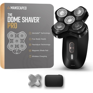 MANSCAPED® The Dome Shaver™ PRO Head Shaver for Bald Men – Five Rotary Blade Design with SkinSafe® & FlexAdjust Technology, Waterproof, USB-C & Wireless Charging Compatible with Travel Lock(The Dome Shaver PRO)